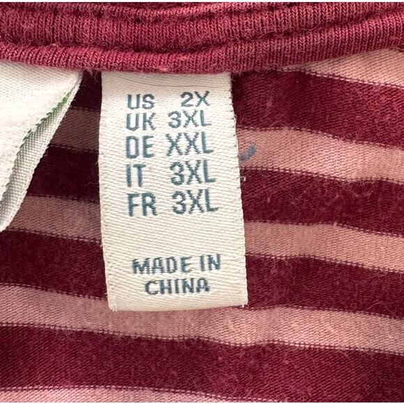 D & Co. Active Womens 2X 3/4 Sleeve Pink Stripe Top Cotton Spandex - Picture 4 of 9